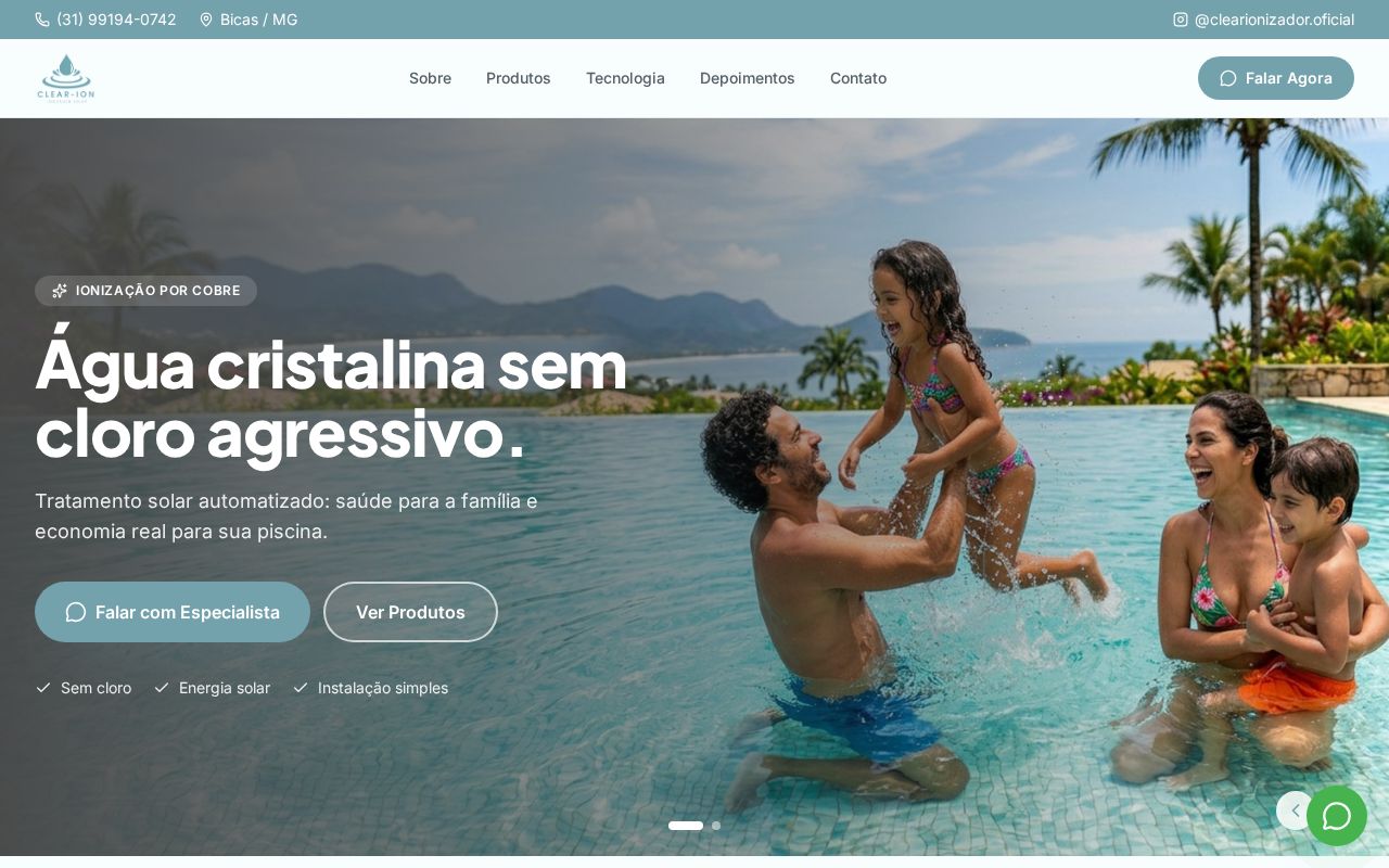 Prévia do site Clear Ion