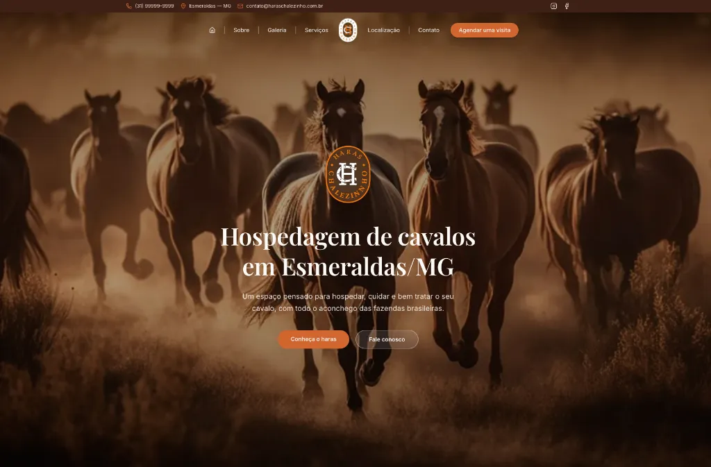 Prévia do site Haras Chalezinho