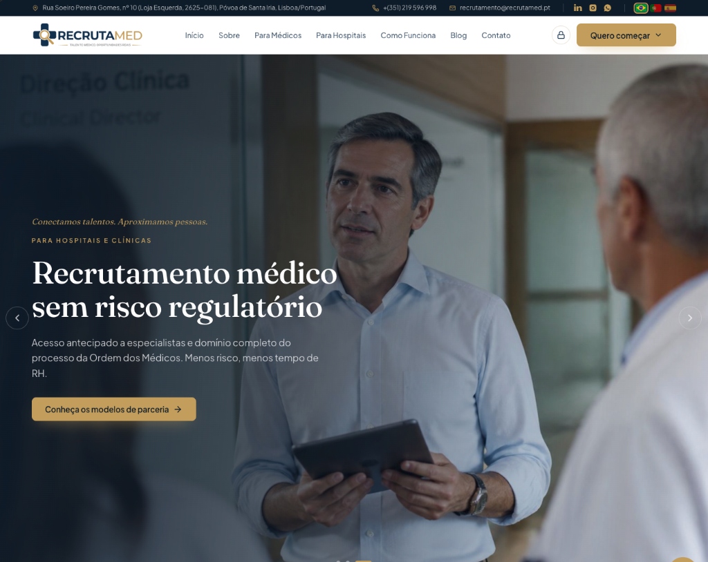 Prévia do site RecrutaMed